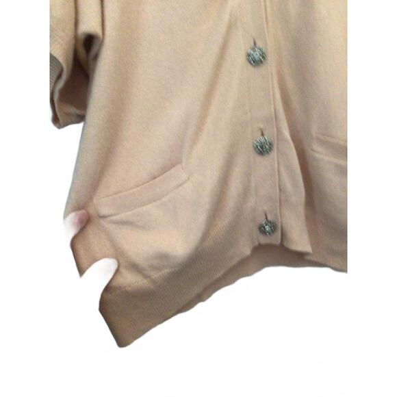 Talbot's Peach/ Pink Short Sleeve Cashmere/wool blend Cardigan XL - Picture 3 of 7